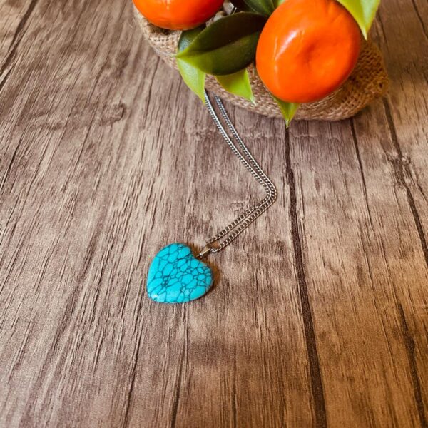 turkuaz tasi kalp kolye
